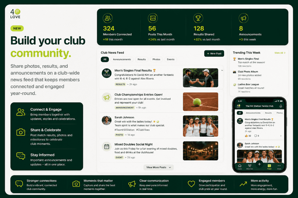 40LOVE club community news feed