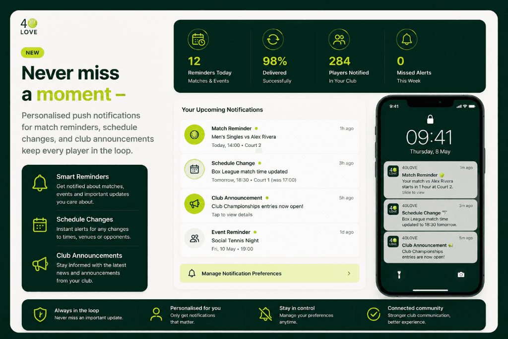 40LOVE smart notifications dashboard